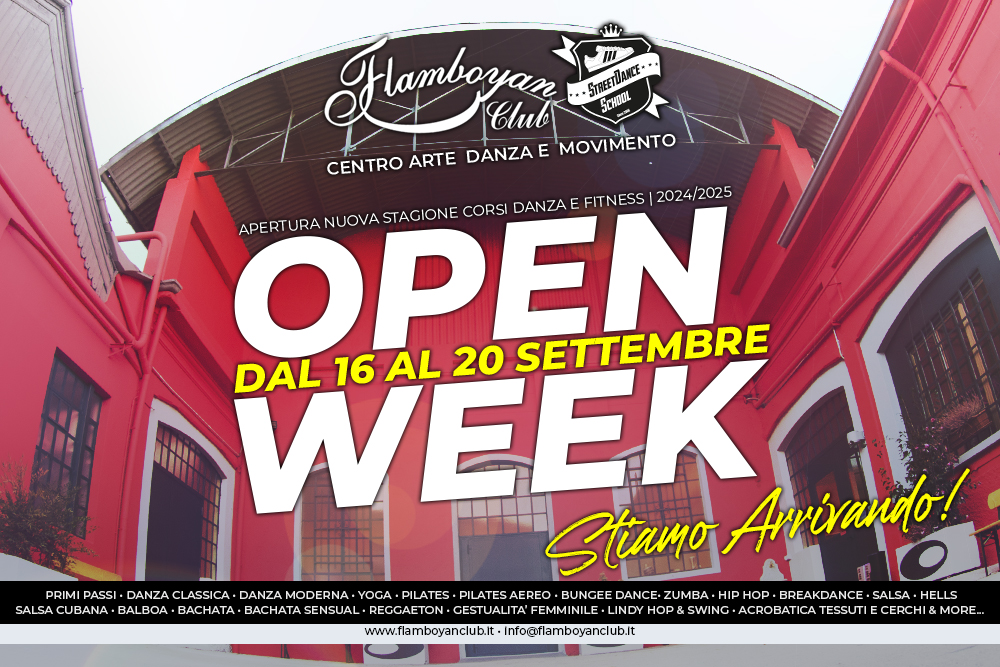 OPEN WEEK dal 16 al 20 Settembre 